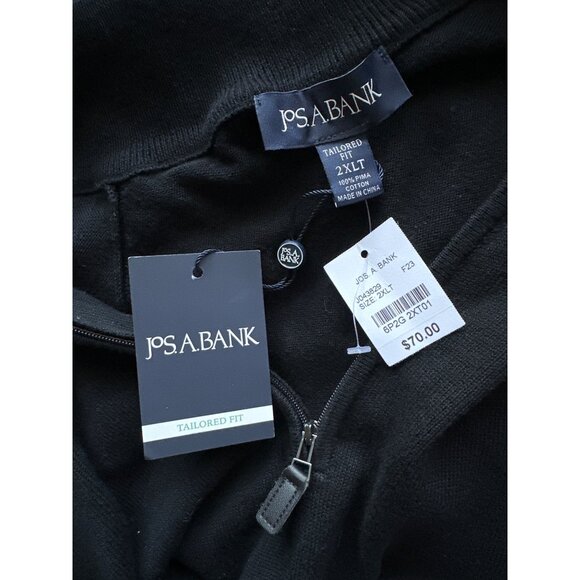 NWT Jos. A Bank Black Merino Wool Sweater 1/4-Zip Tailored Fit Size 2XLT - Picture 4 of 4